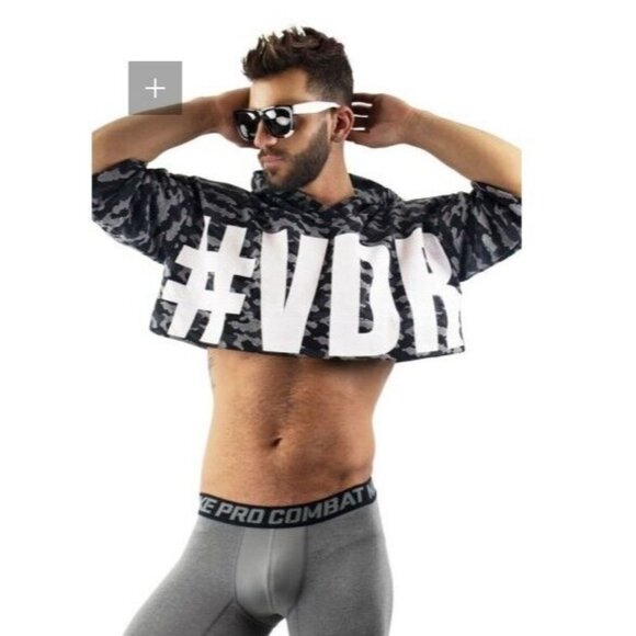 Viadellerose #VDR Streetwear Printed Grey Camo Crop Hoodie Pride One Size - Picture 4 of 6